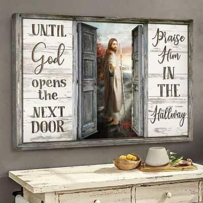 Jesus Christian Canvas Wall Art Take His Hand Until God Opens The Next Door