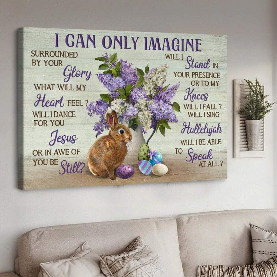 Christian I Can Only Imagine Canvas Wall Art Purple Flower Rabbit