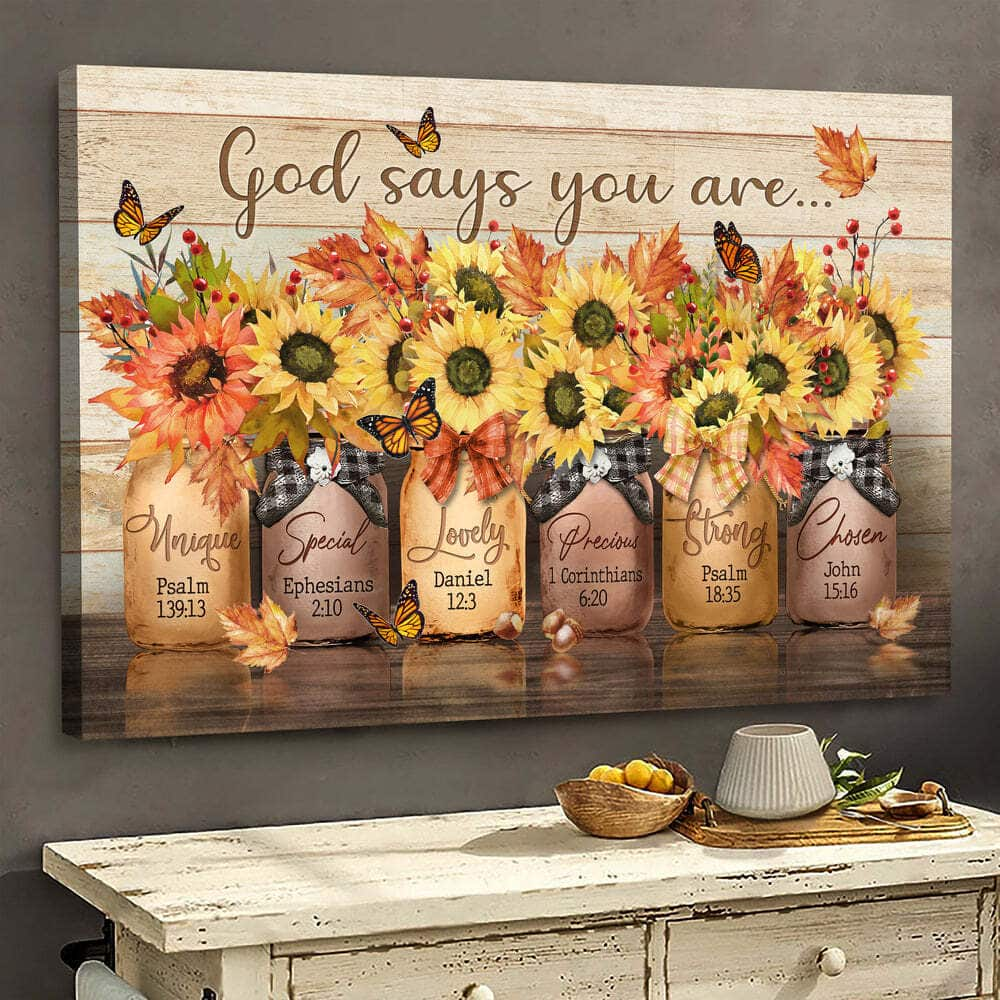 Christian God Says You Are Canvas Wall Art Sunflower