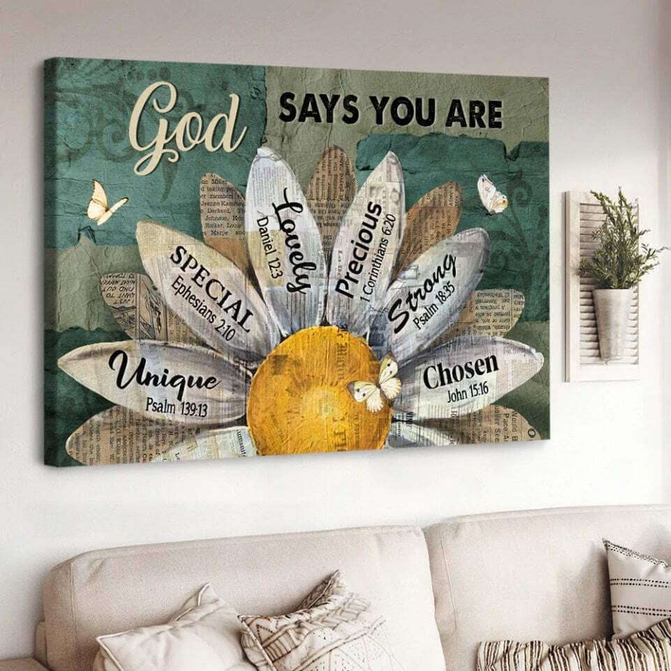 Christian God Says You Are Canvas Wall Art Unique