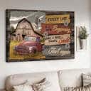 Old Car Wooden Barn Windmill Every Day Is A New Beginning Canvas Wall Art