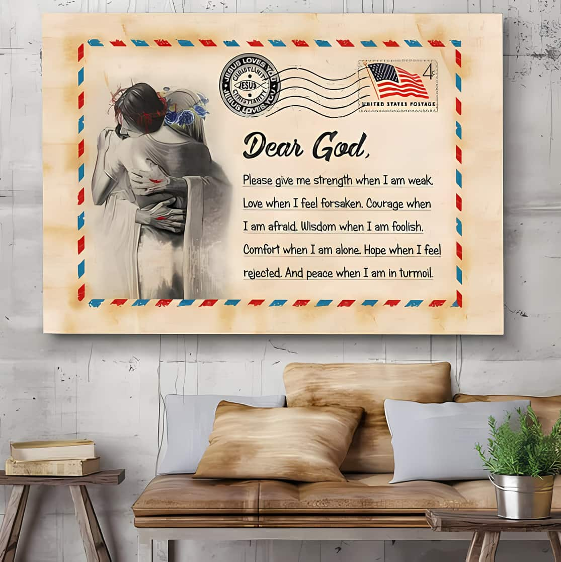 Christian Canvas Wall Art Letter Dear God