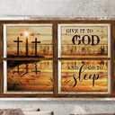 Christian Canvas Wall Art Cross Give It To God And Go To Sleep