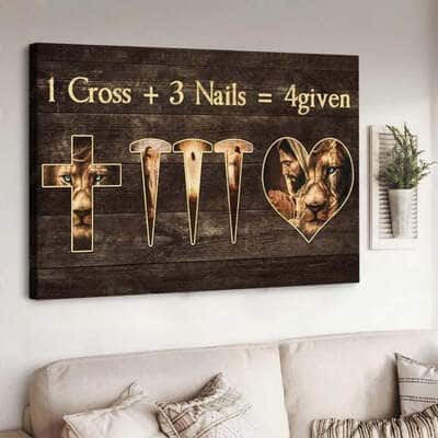 Christian Canvas Wall Art 1 Cross 3 Nails 4 Given