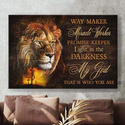 Christian Canvas Wall Art Lion Of Judah Way Maker Miracle Worker