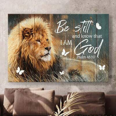 Christian Canvas Wall Art Lion King Jesus Be Still I Am God