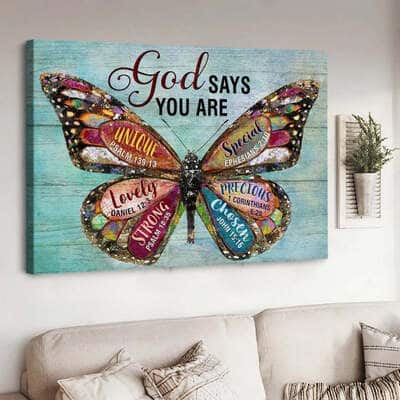 Christian God Says You Are Canvas Wall Art Butterfly