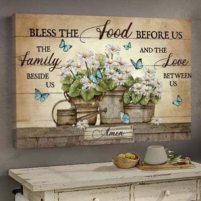 Christian Jesus Bless The Food Before Us Canvas Wall Art