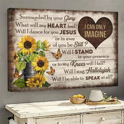 Butterflies Sunflower I Can Only Imagine Heart Canvas Wall Art