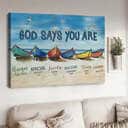 Christian God Says You Are Canvas Wall Art Boat Beach
