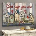 Vintage Bird House God Says You Are Canvas Wall Art
