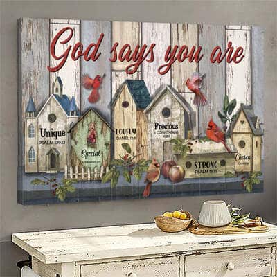 Vintage Bird House God Says You Are Canvas Wall Art