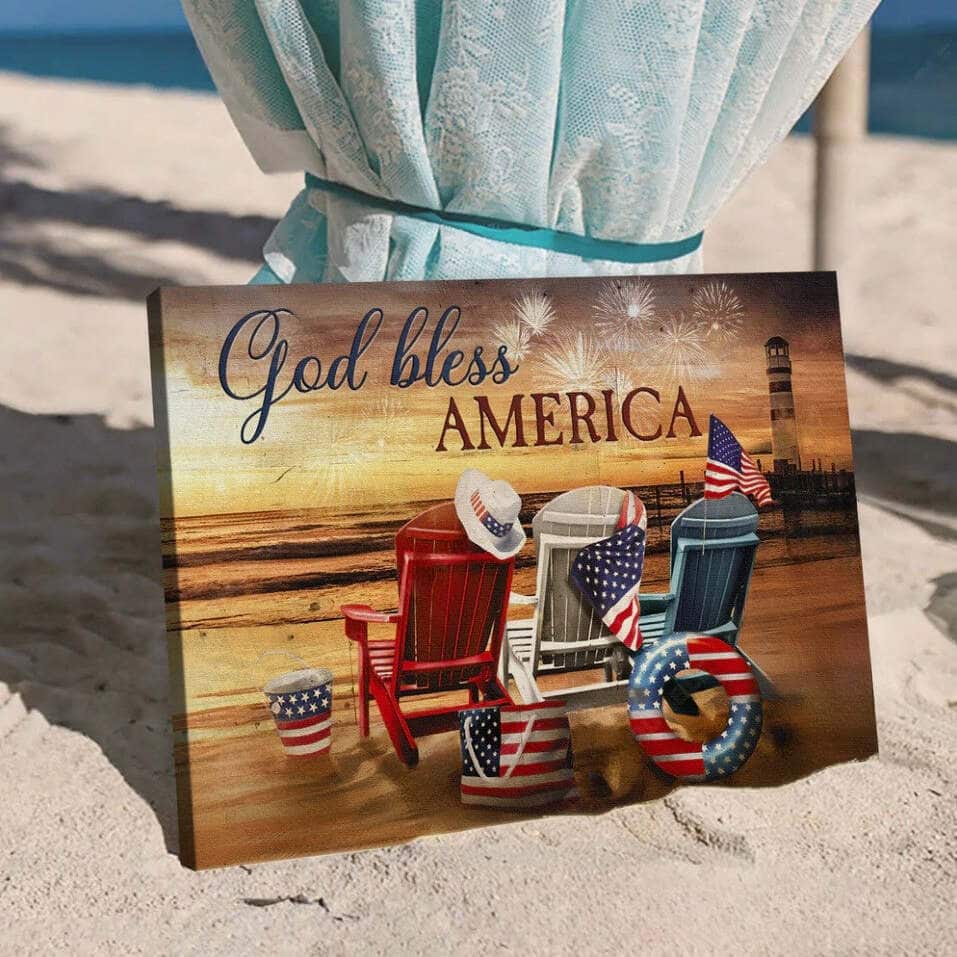 Beach Chairs God Bless America Canvas Wall Art Beach Chairs God Bless America Canvas Wall Art