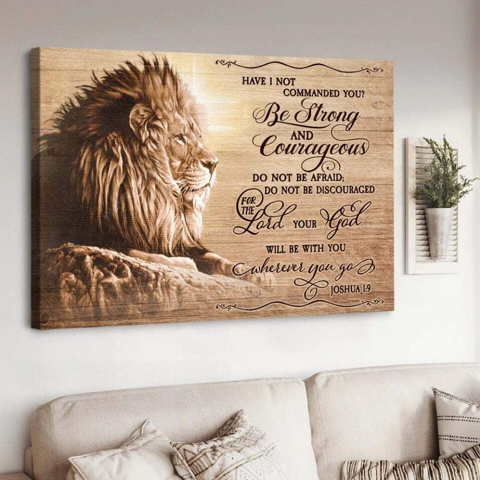 Lion Of Judah Be Strong And Courageous Canvas Wall Art