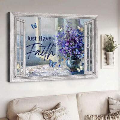 Flower Crystal Vase Just Have Faith Canvas Wall Art