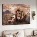 A Peaceful Day Of The Lion And The Lamb Christ Canvas Wall Art