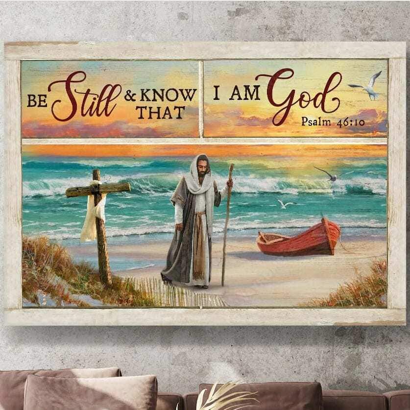 Christian Cross Psalm 46:10 Be Still And Know That I Am God Canvas Wall Art Christian Cross Psalm 46:10 Be Still And Know That I Am God Canvas Wall Art