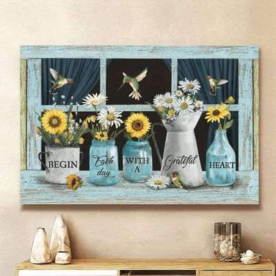 Christian Canvas Wall Art Begin Each Day With A Grateful Heart