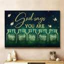 Christian God Says You Are Canvas Wall Art Lovely Strong