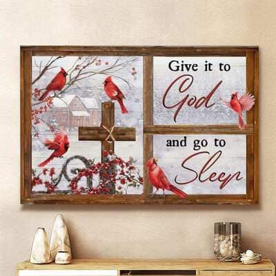 Cardinal Winter Give It To God And Go To Sleep Jesus Canvas Wall Art