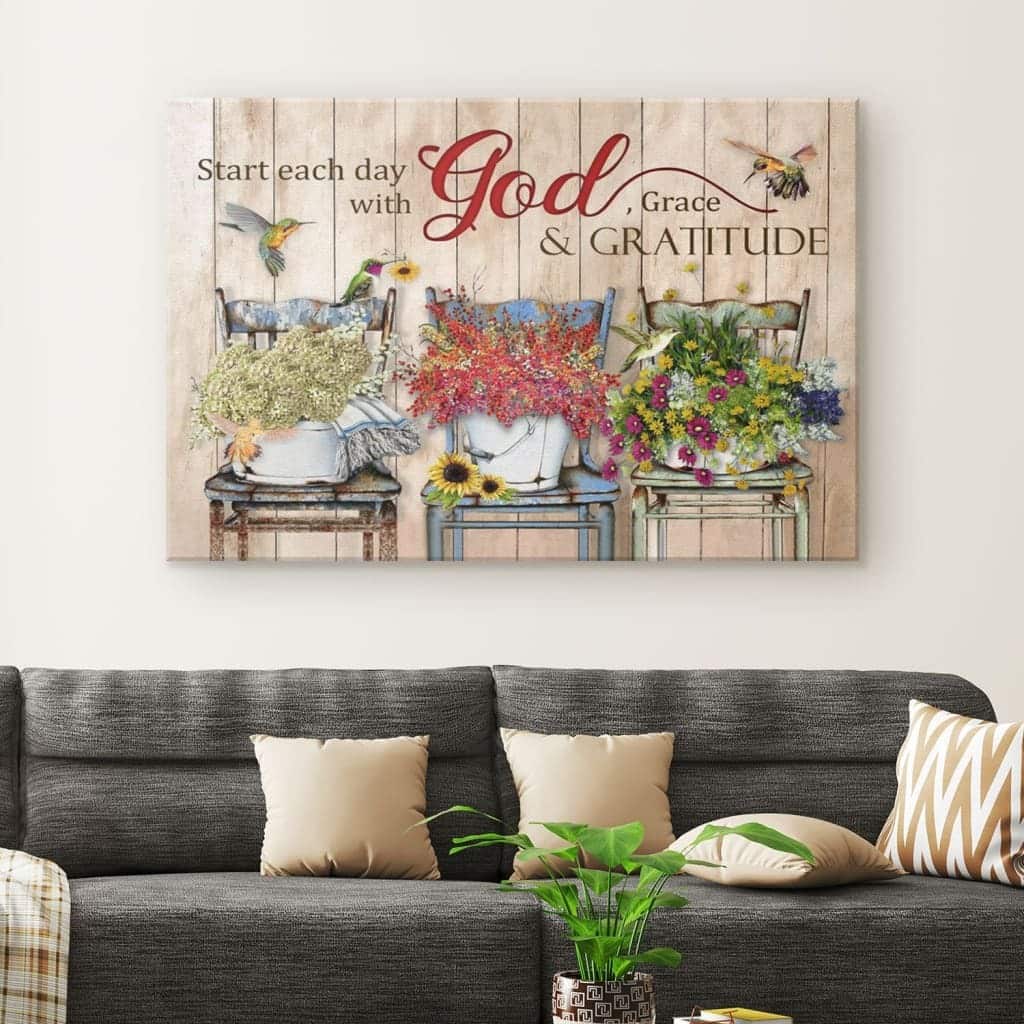 Christian Canvas Wall Art Start Each Day With God Grace And Gratitude Christian Canvas Wall Art Start Each Day With God Grace And Gratitude