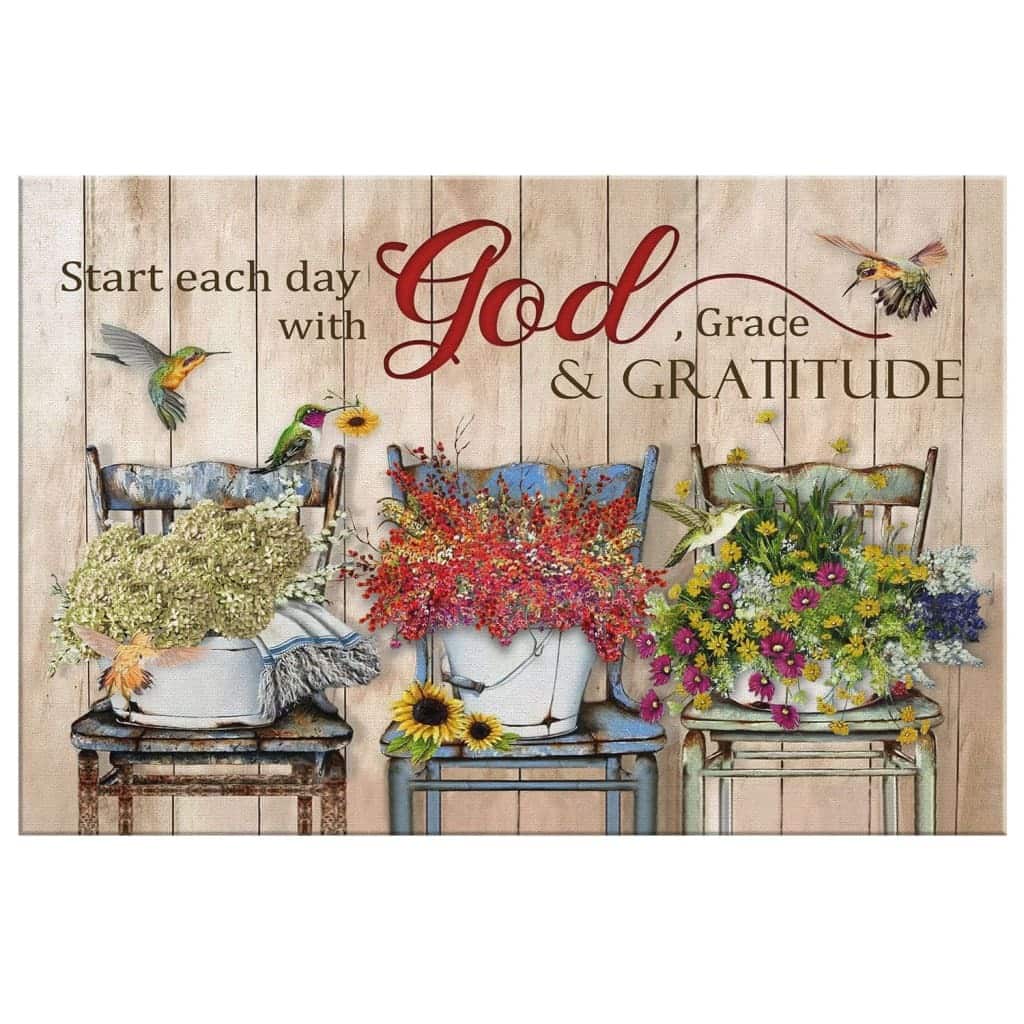 Christian Canvas Wall Art Start Each Day With God Grace And Gratitude Christian Canvas Wall Art Start Each Day With God Grace And Gratitude