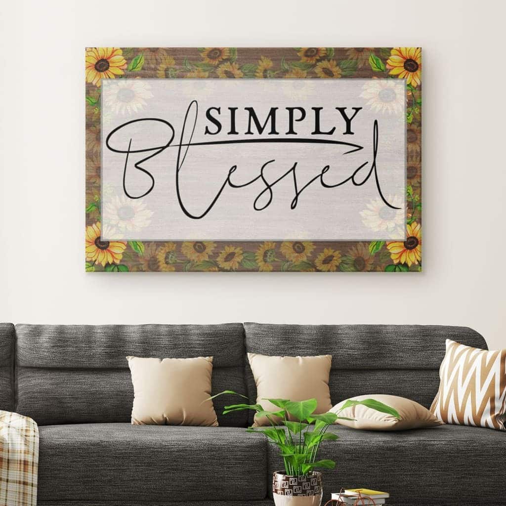 Christian Simply Blessed Canvas Wall Art Sunflower Christian Simply Blessed Canvas Wall Art Sunflower