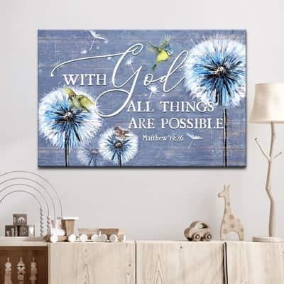 Christian Canvas Wall Art Matthew 19:26 With God All Things Are Possible