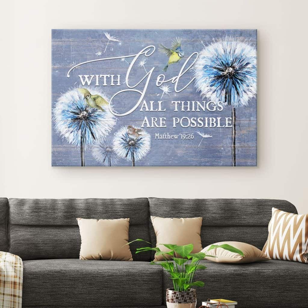 Christian Canvas Wall Art Matthew 19:26 With God All Things Are Possible Christian Canvas Wall Art Matthew 19:26 With God All Things Are Possible