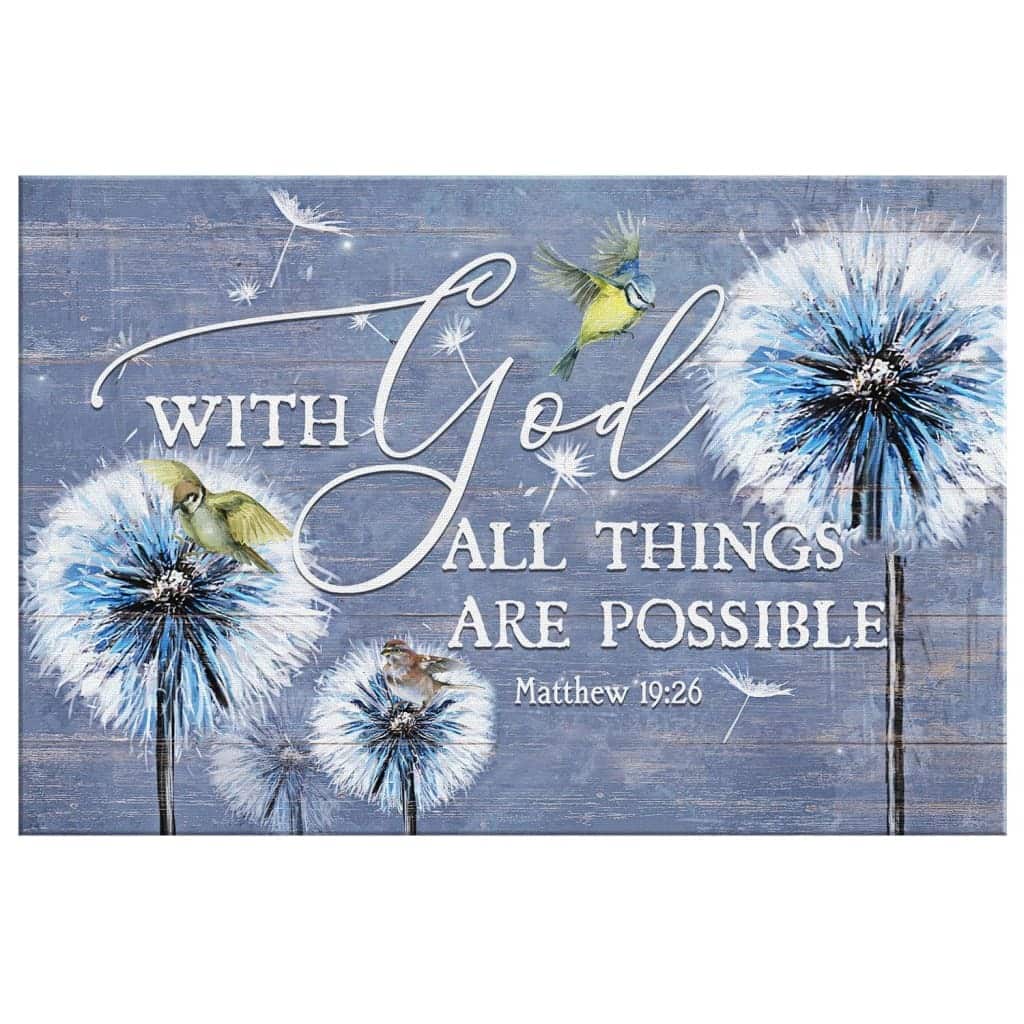 Christian Canvas Wall Art Matthew 19:26 With God All Things Are Possible Christian Canvas Wall Art Matthew 19:26 With God All Things Are Possible
