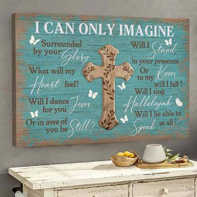 Christian I Can Only Imagine Canvas Wall Art Cross Butterfly