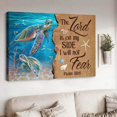 Christian Canvas Wall Art Sea Turtle The Lord Is On My Side