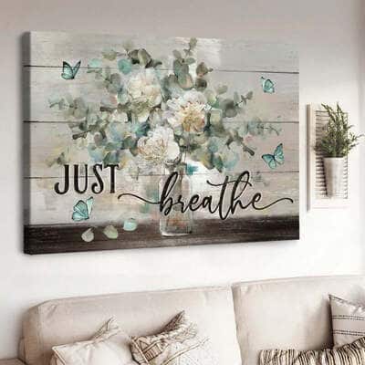 Christian Just Breathe Canvas Wall Art Butterfly