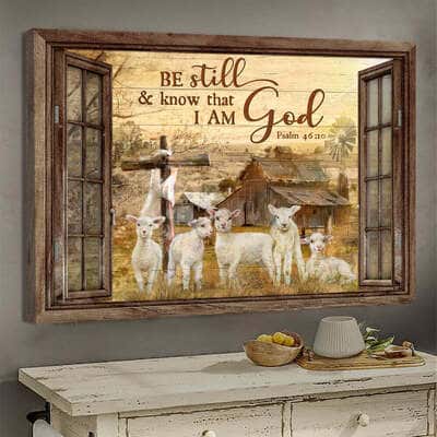 Christian Window Frame Psalm 46:10 Be Still & Know That I Am God Canvas Wall Art