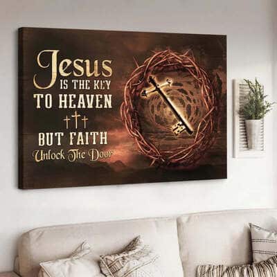Christian Canvas Wall Art Cross Jesus Is The Key To Heaven