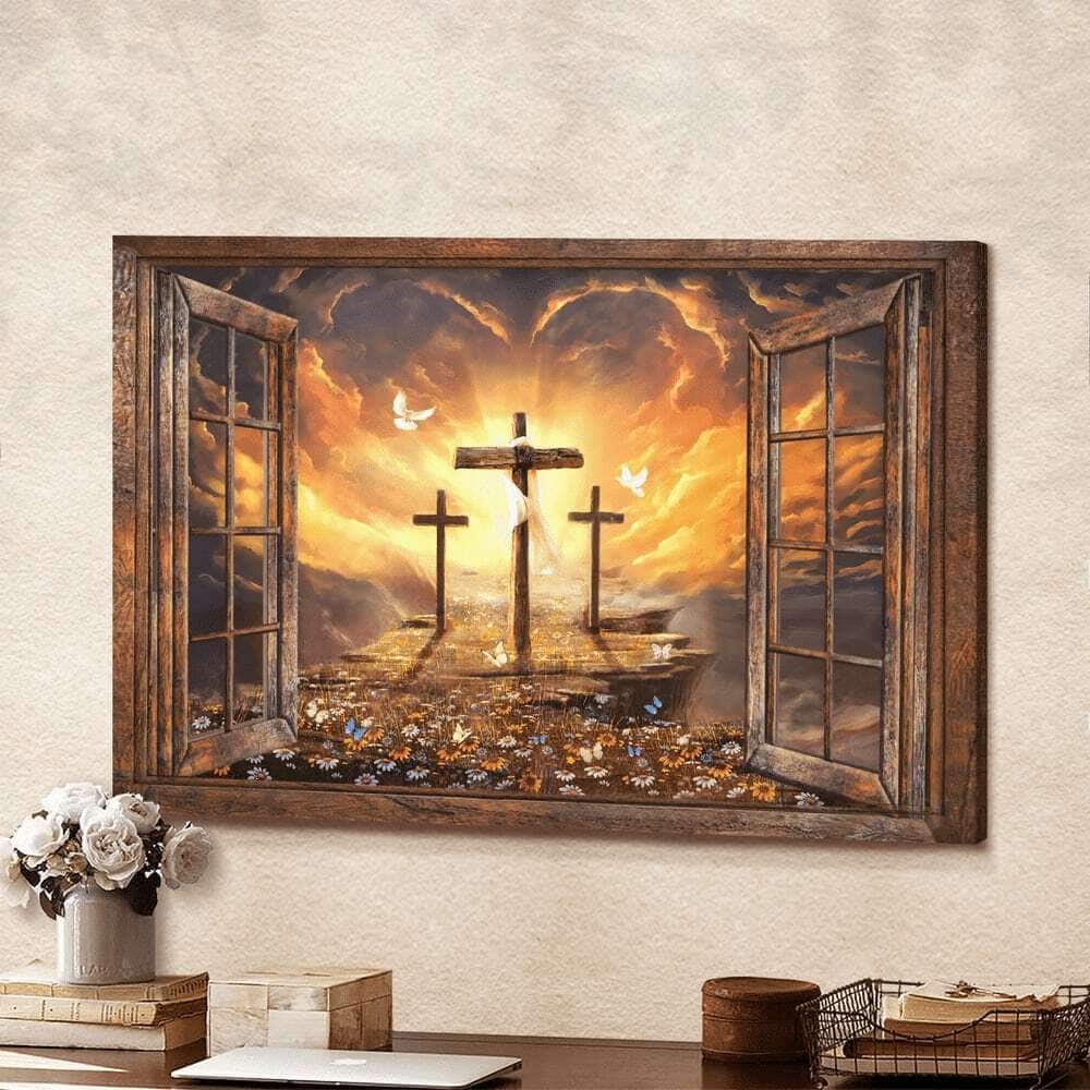 Christian Canvas Wall Art Window Sunset Path To Heaven Jesus