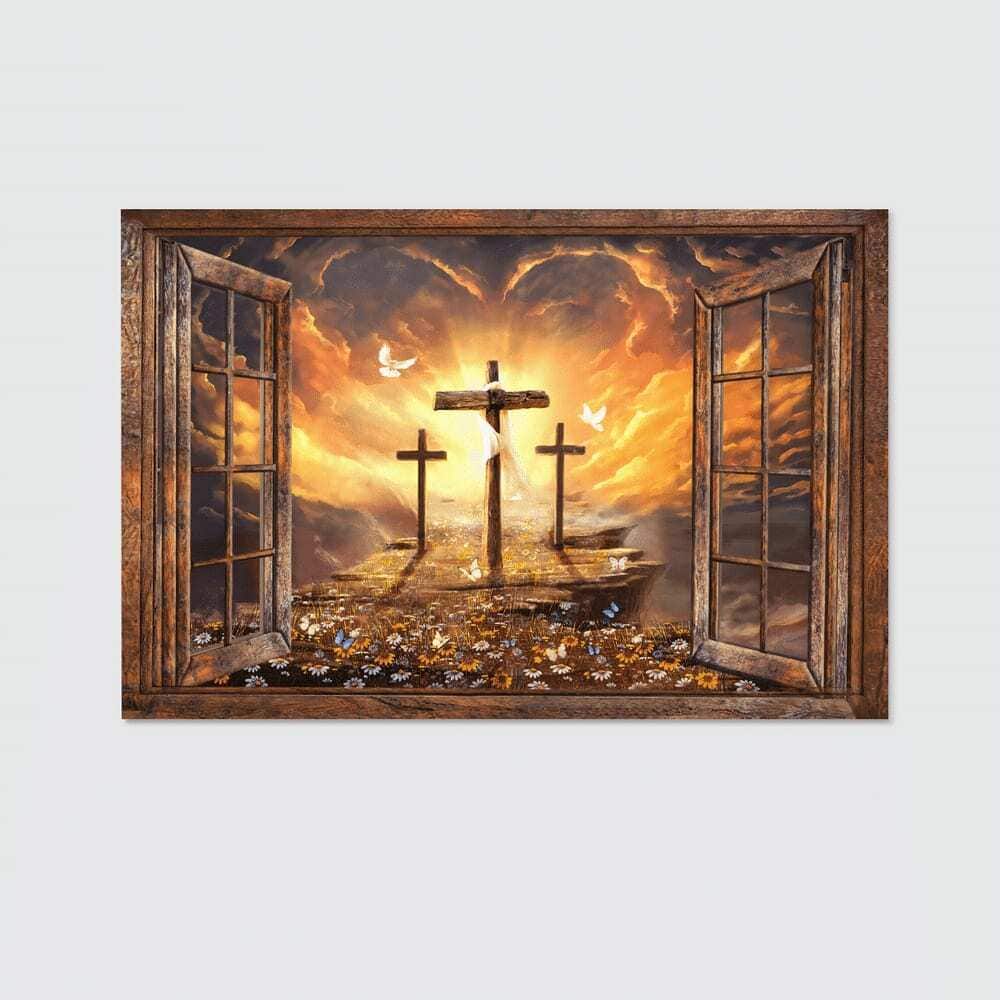 Christian Canvas Wall Art Window Sunset Path To Heaven Jesus Christian Canvas Wall Art Window Sunset Path To Heaven Jesus