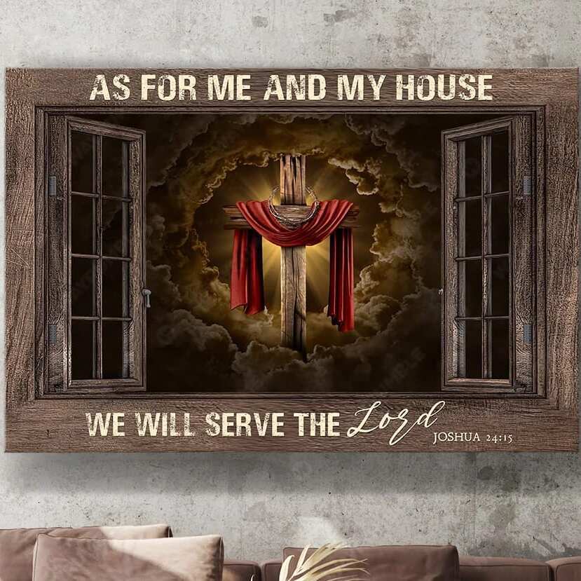 Christian Canvas Wall Art As For Me And My House We Will Serve The Lord Joshua 24:15