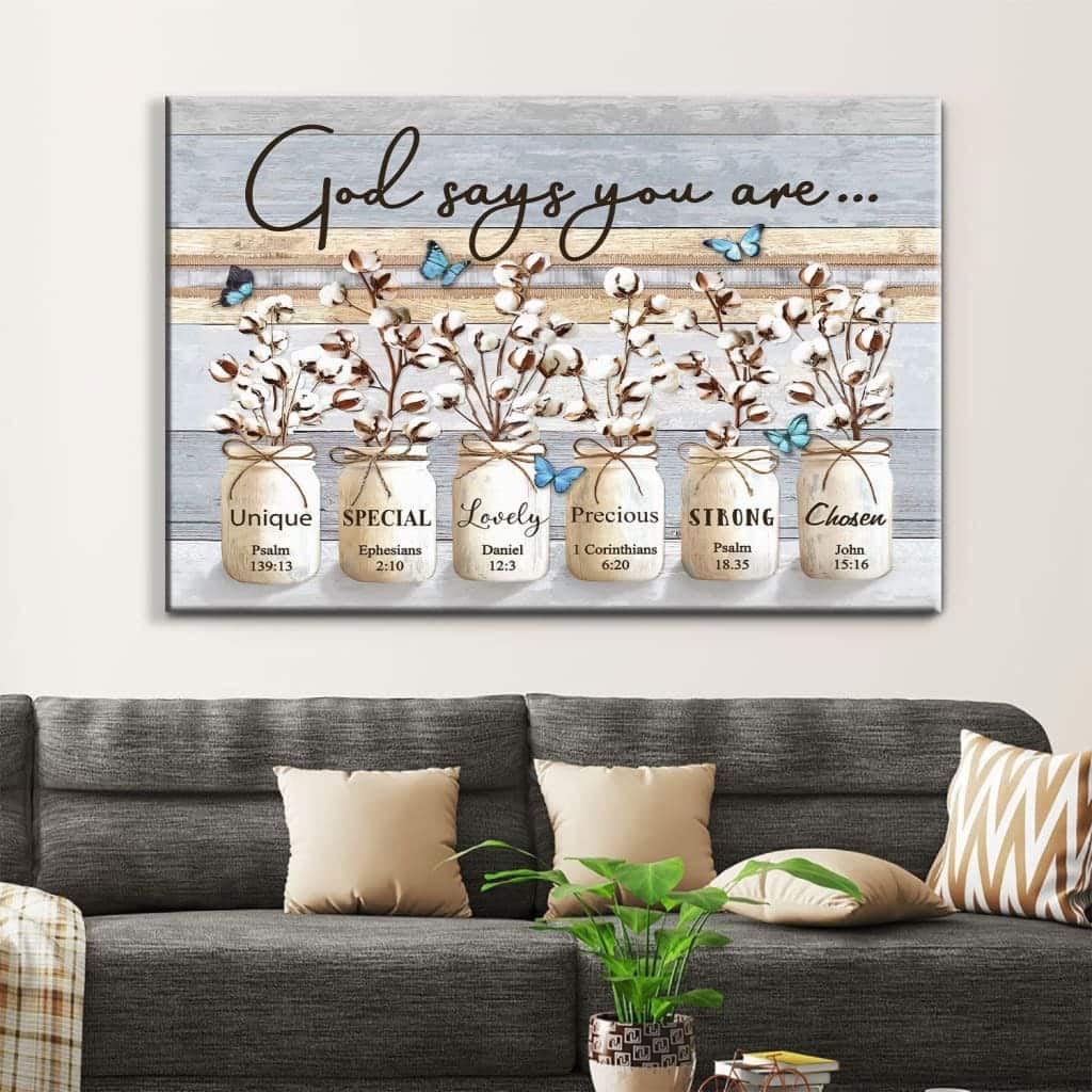 Christian God Says You Are Canvas Wall Art Cotton Flowers Butterflies Christian God Says You Are Canvas Wall Art Cotton Flowers Butterflies