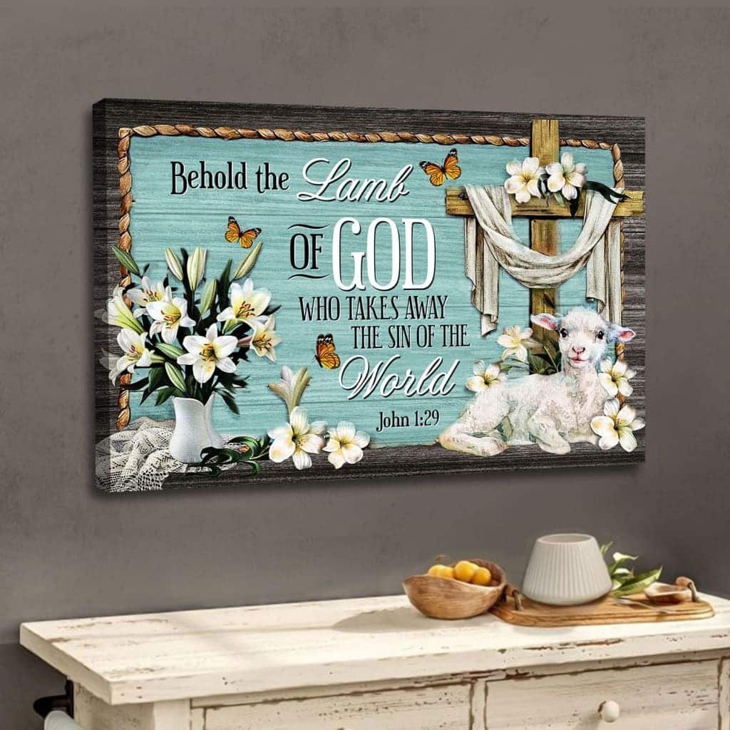 Christian Canvas Wall Art John 1:29 Behold The Lamb Of God