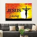 Christian Crucifixion Jesus Saves Canvas Wall Art
