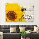 Christian Just Breathe Canvas Wall Art Honey Bee Flower
