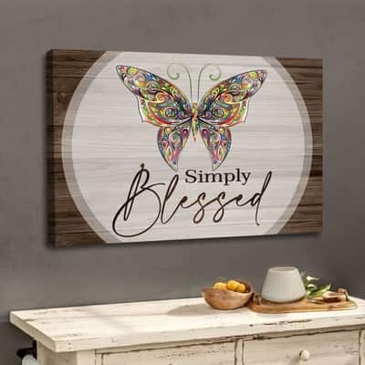 Christian Simply Blessed Canvas Wall Art Butterflies