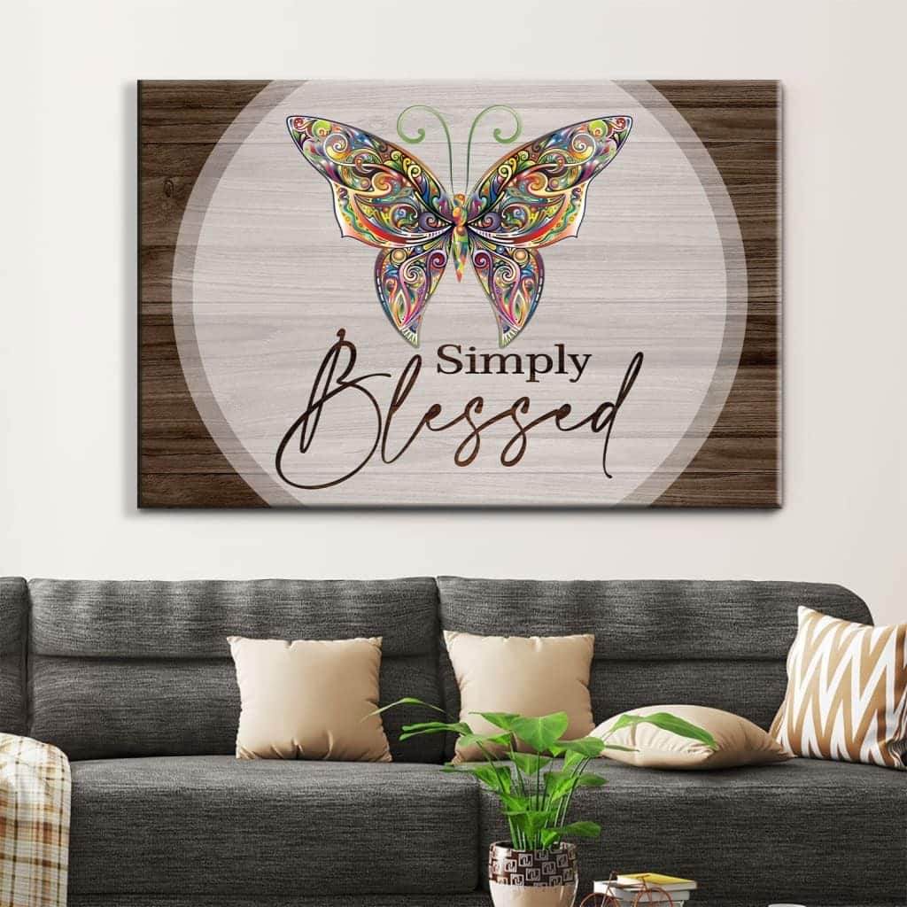 Christian Simply Blessed Canvas Wall Art Butterflies Christian Simply Blessed Canvas Wall Art Butterflies