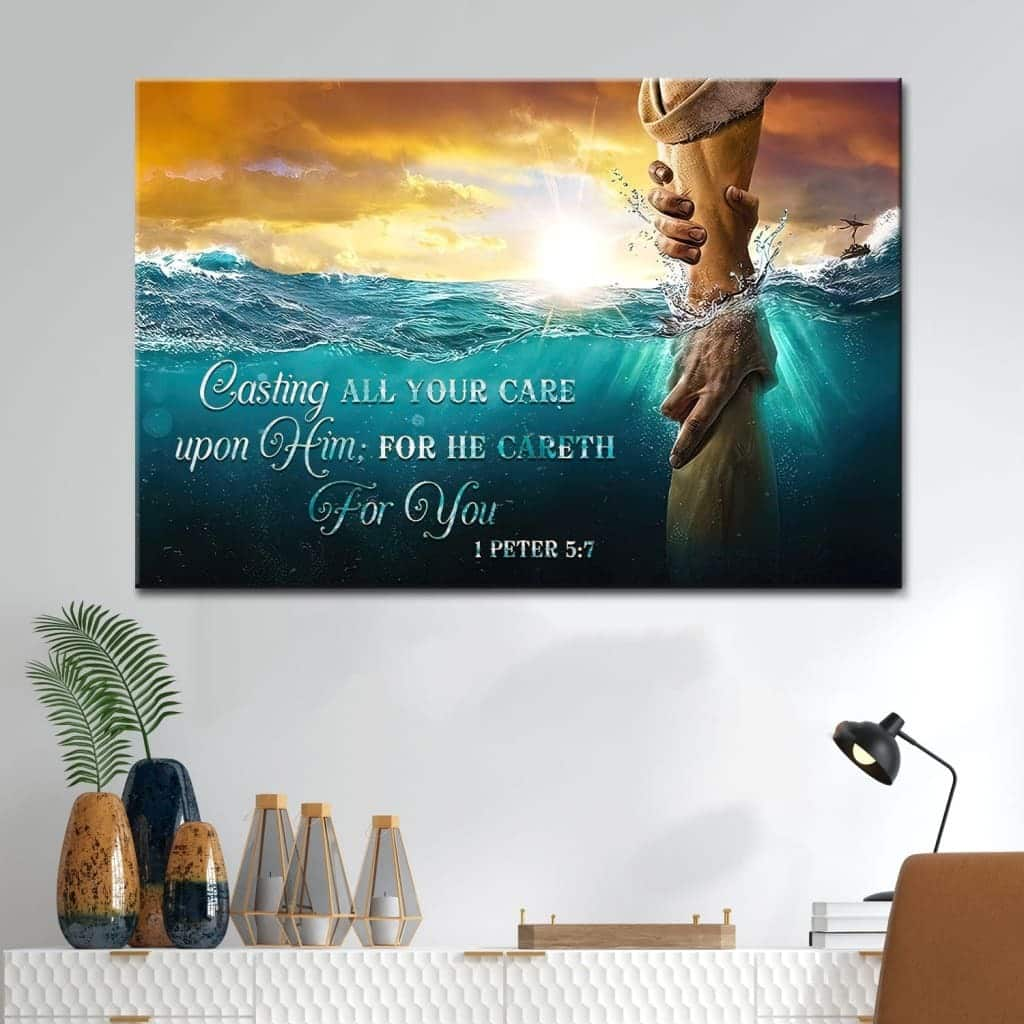 Christian Canvas Wall Art Casting All Your Care Upon Him 1 Peter 5:7