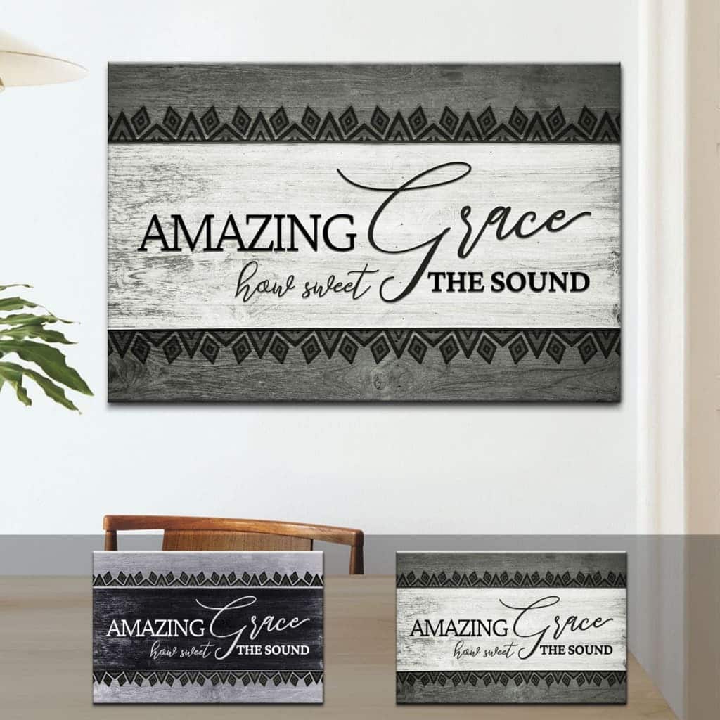 Christian Canvas Wall Art Amazing Grace How Sweet The Sound Farmhouse Style