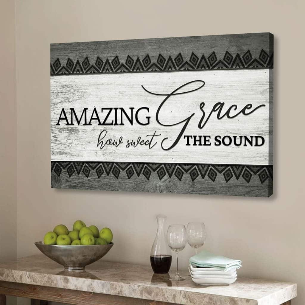 Christian Canvas Wall Art Amazing Grace How Sweet The Sound Farmhouse Style