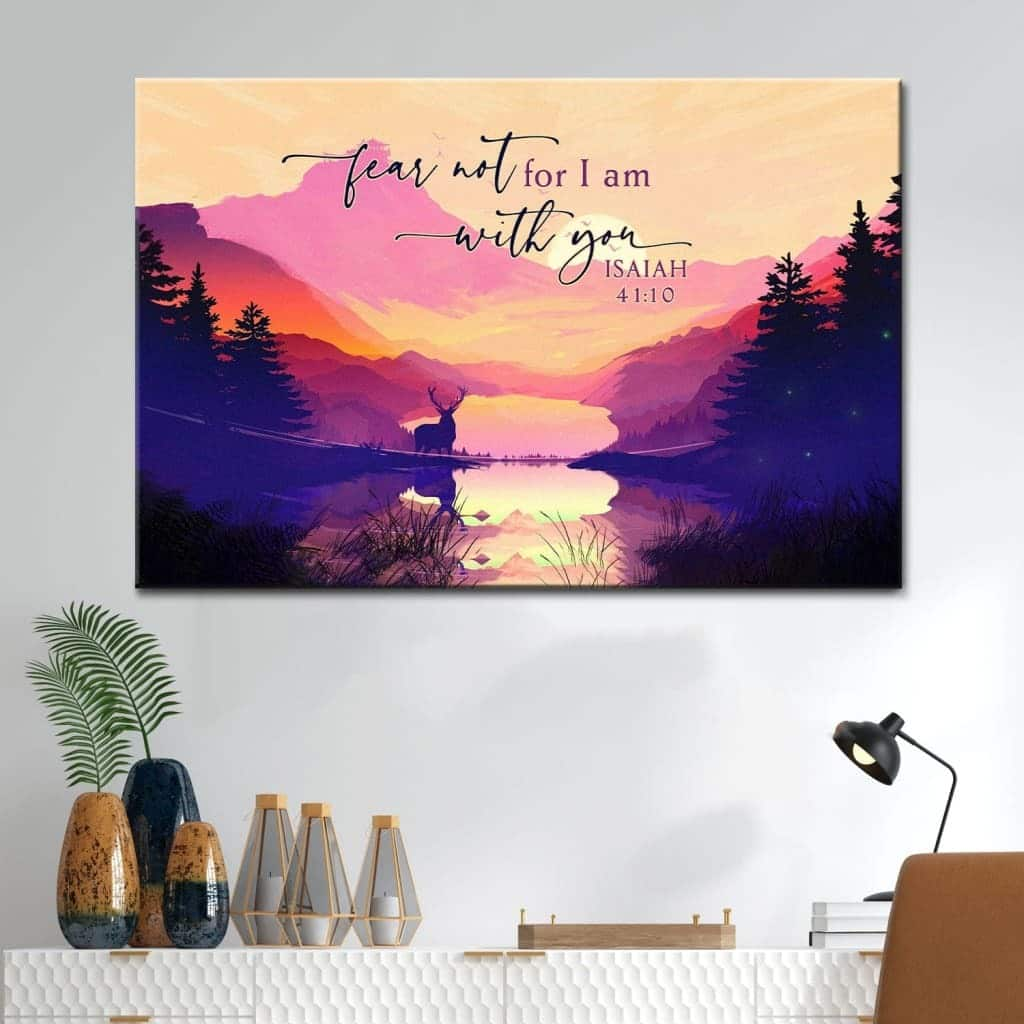 Christian Canvas Wall Art Bible Verse Isaiah 41:10 Fear Not For I Am With You