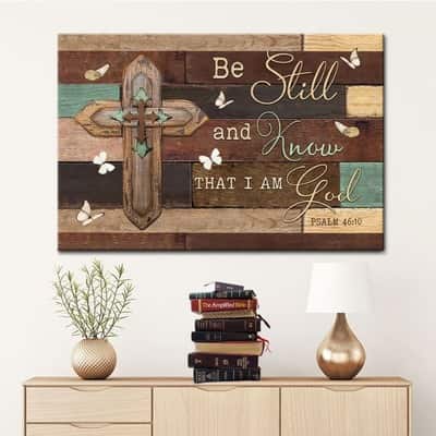 Christian Canvas Wall Art Cross Be Still And Know That I Am God