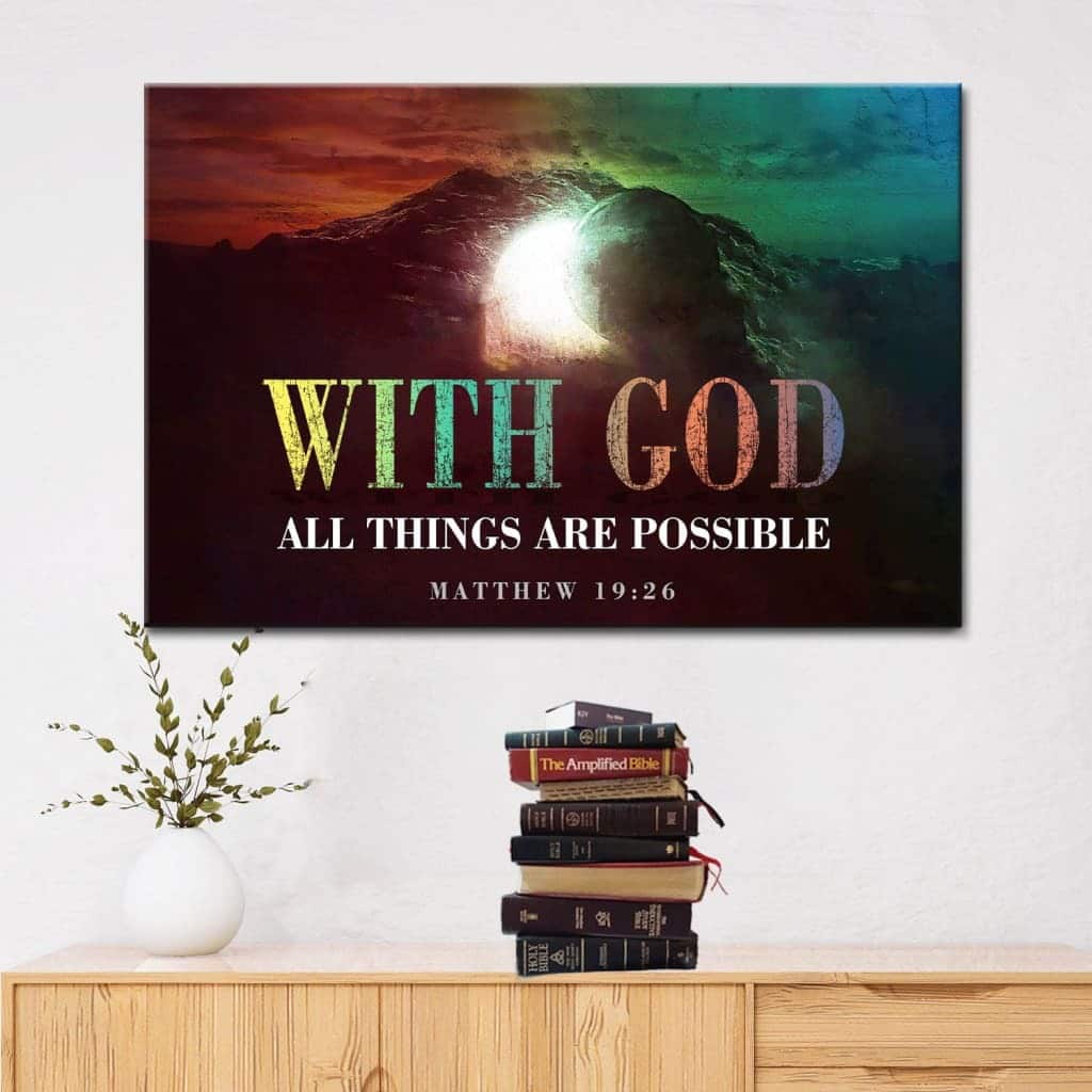 Christian Canvas Wall Art With God All Things Are Possible Matthew 19:26 Christian Canvas Wall Art With God All Things Are Possible Matthew 19:26